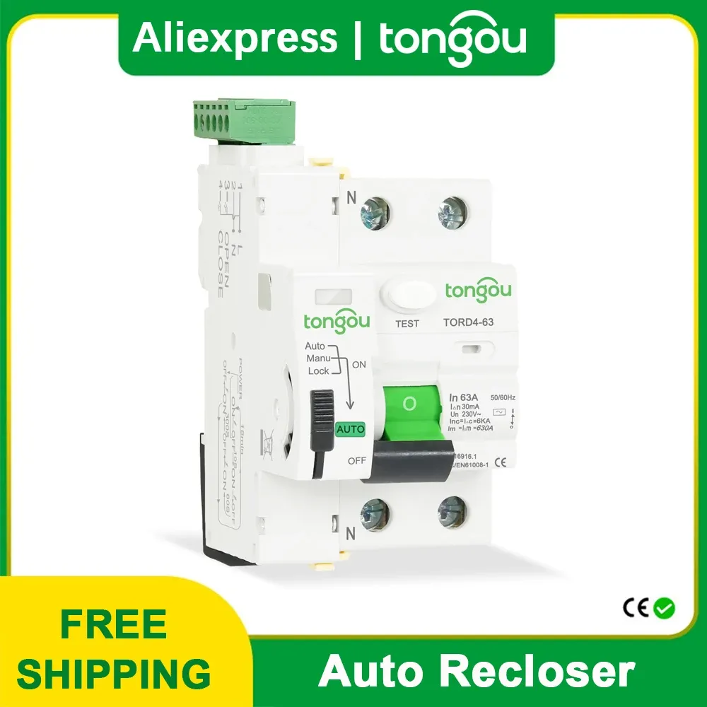 Controls RCD RCCB Type AC Smart Automatic Automatic SelfReclosing Device Breaker 2p 230V 63A 10MA 30MA 300MA Tongou