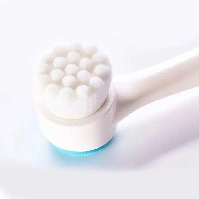 Double-Sided Silica Gel Cleansing Brush Soft Fiber Cleansing Brush Portable Facial Massage Skin Care Tool