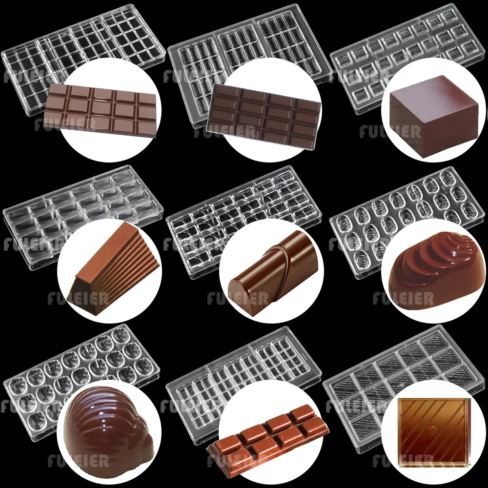 Molds 3D Polycarbonaat Chocolade schimmel voor het bakken van candybar schimmel snoepjes Bonbon chocoladetaartdecoratie banketbakkering gereedschap bakware