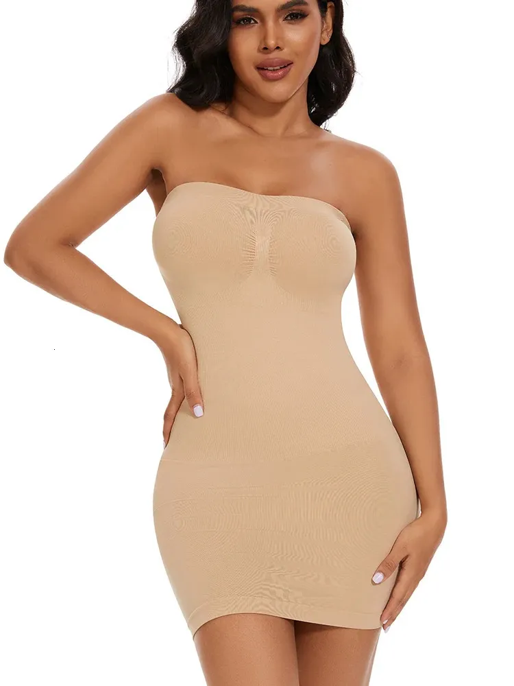 Bezpoślizgowe szorstki krawędzi do sukienki Cami Silp Sukienka Kontrola brzucha płynna body shaper pełne silps 240425