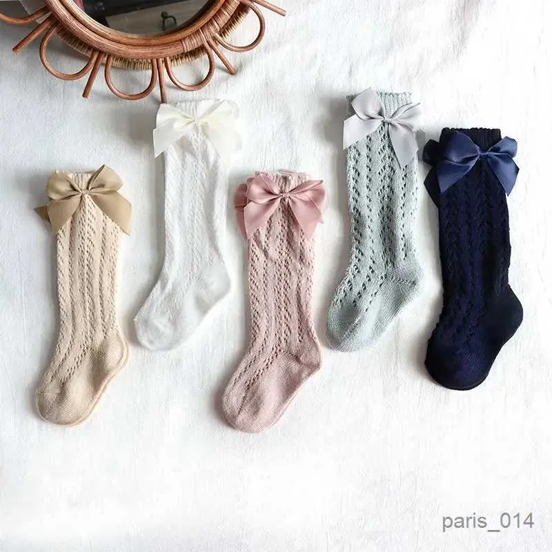 Детские носки Новые летние детские носки с луком малышей девочки с длинными коленами.