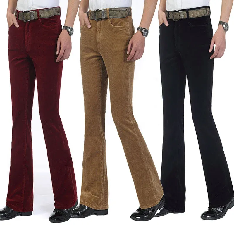 Pantaloni 2018 pantaloni da bootcut casual da uomo caldi invernali per maschi pantaloni svasati maschi elastici pantaloni campanelli elastici per uomo