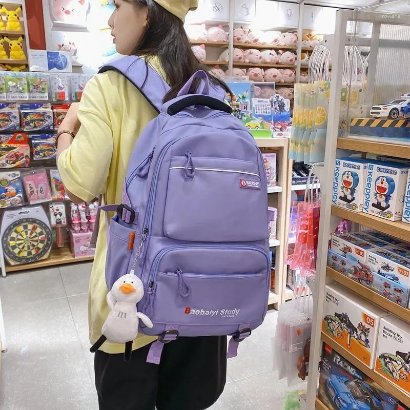 Backpack Fashion High School Bookbag For Girl Boy Nylon Rucksack Men Schoolbag Women Shoulder Bag Travel Black Mochila