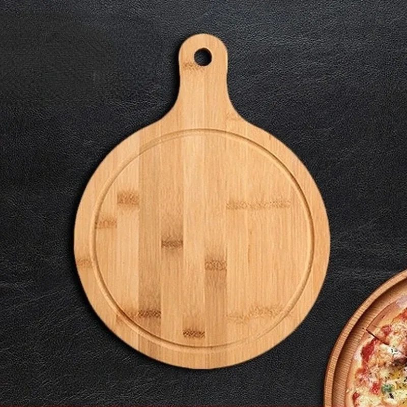 New Round Wooden Cutting Board Kitchen Cutting Board with Handle Solid Wood Food Board Pizza Bread Fruit Can Hang Cutting Board