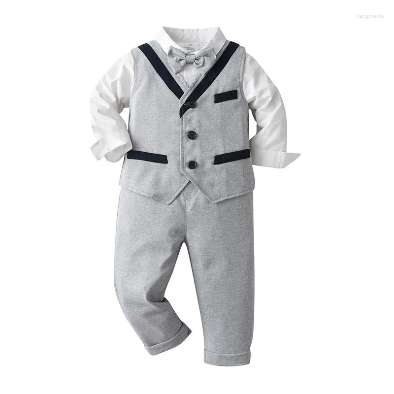 Clothing Sets Kids Clothes Boy Suit Formal Baby Boys Outfit Elegant Gentleman Shirt Tie Vest Trouser 3pcs Set Kid Birthday