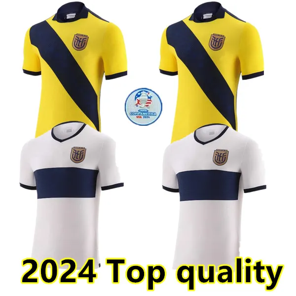 Ecuador 2024 Copa Soccer Jersey Home Ywllow Away Biue Pervis Estupinan 2024 Gonzalo Plata Michael Estrada Football Shirts Thailand Quality Maillots de Foot