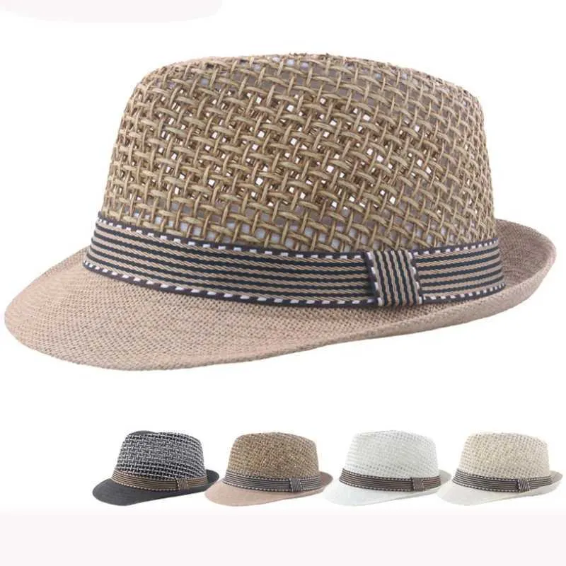 Chapeaux à bord large chapeau seau ht3136 Nouvelle mode parent enfant chat d'été fedoras respirant str hat mens de plage c