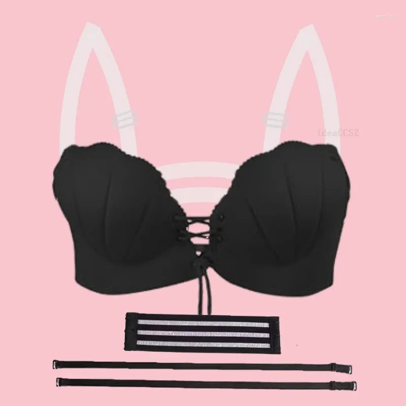 Bras Sexy Invisible 3cm Thick Bra For Women Push Up Backless Bralette Small Chest Bare Back Lingerie Multiway Strap Wedding Underwear