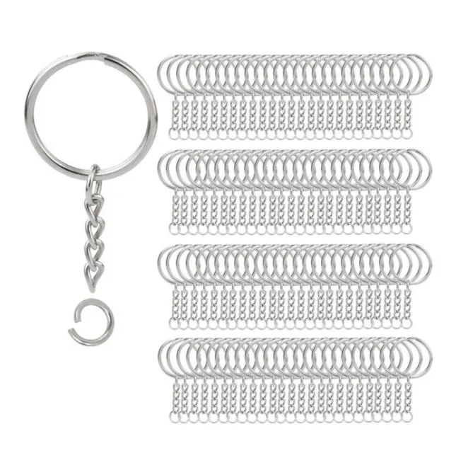 200pcs Split Key Chain Rings avec chaîne Silver Key Ring et anneaux de saut ouvert en vrac pour l'artisanat DIY 1 pouce25 mm8460122