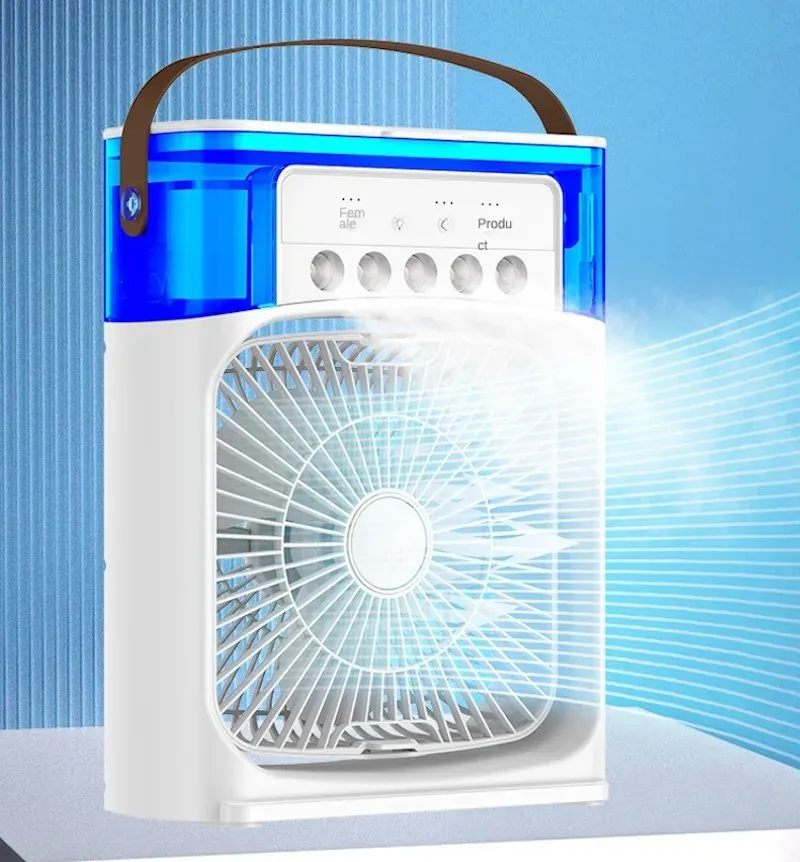 Humidificador portátil Ventilador de aire acondicionado hogar Ajuste de hidroolado de aire de aire pequeño enfriador de aire para la oficina 3 Velocidad 240411