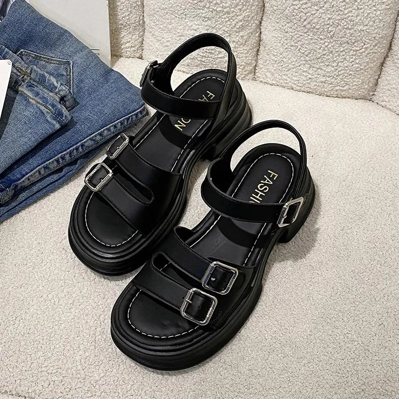 Casual Shoes 2024 Women Sandals Beach For Summer Heels All-Match Med Clogs Wedge Sandalen Girls Medium Platform Outsid