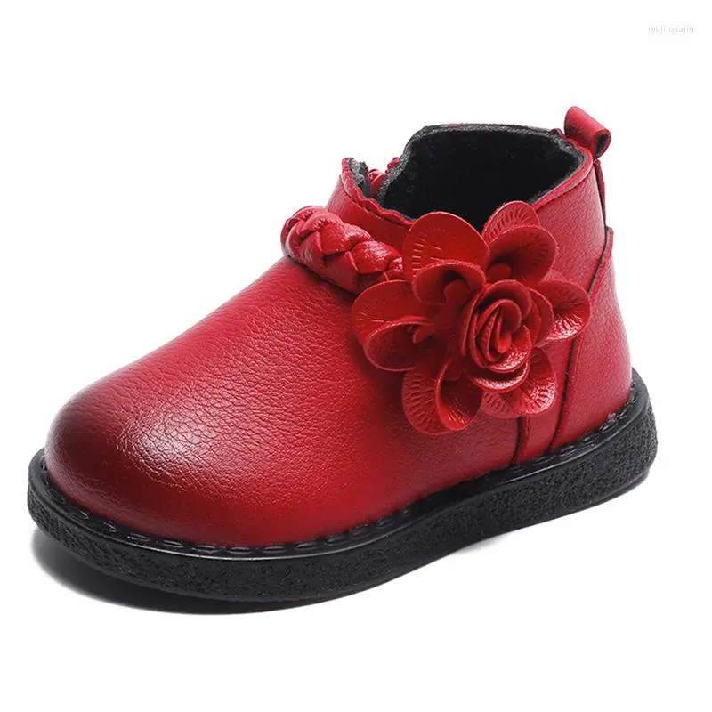 Boots Mudipanda neige pour les bébés filles basses fond enfants non glissants plus Velvet hiver 2024 Rouge Knot Princesse