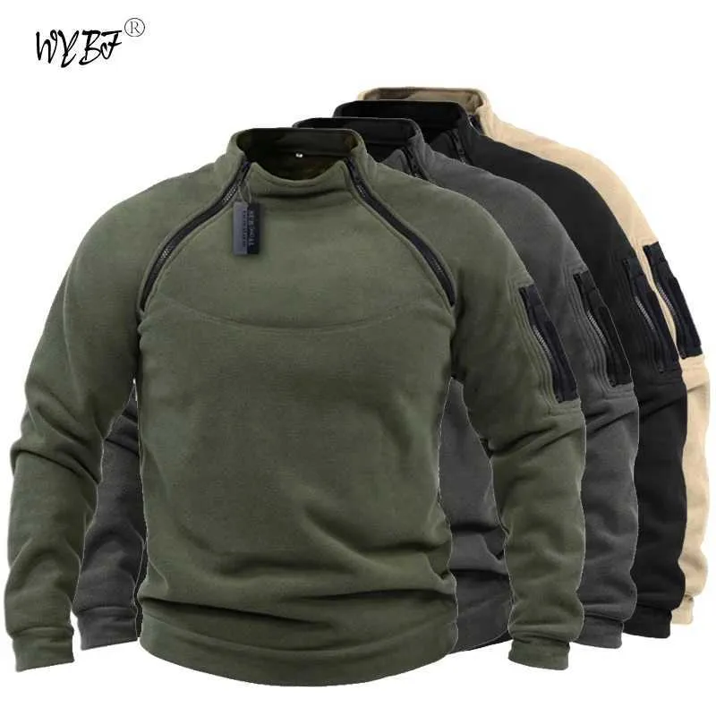 Tactical T-shirts U. S.W.T.A.T.S.T.A.T. Mens tactical outdoor polar wool jacket hunting suit warm zipper handle windproof jacket hot hiking sweater 240426