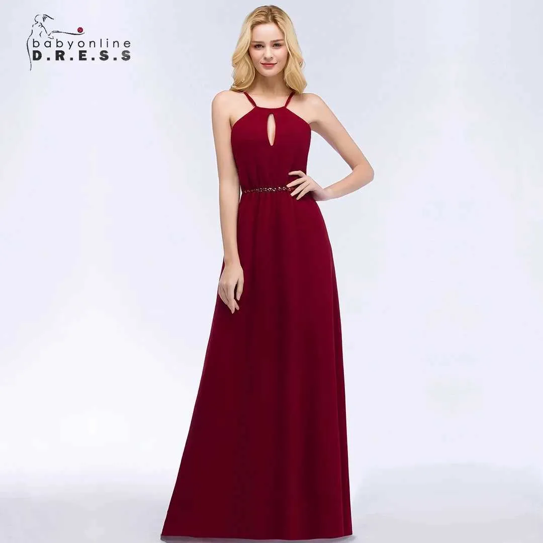 Runway Dresses Women Bridesmaid klänningar Kvinnor Halter Sexig insert Maxi Chiffonskirt Prom Gown Wedding Guest Party Evening Dress Formal Y240426