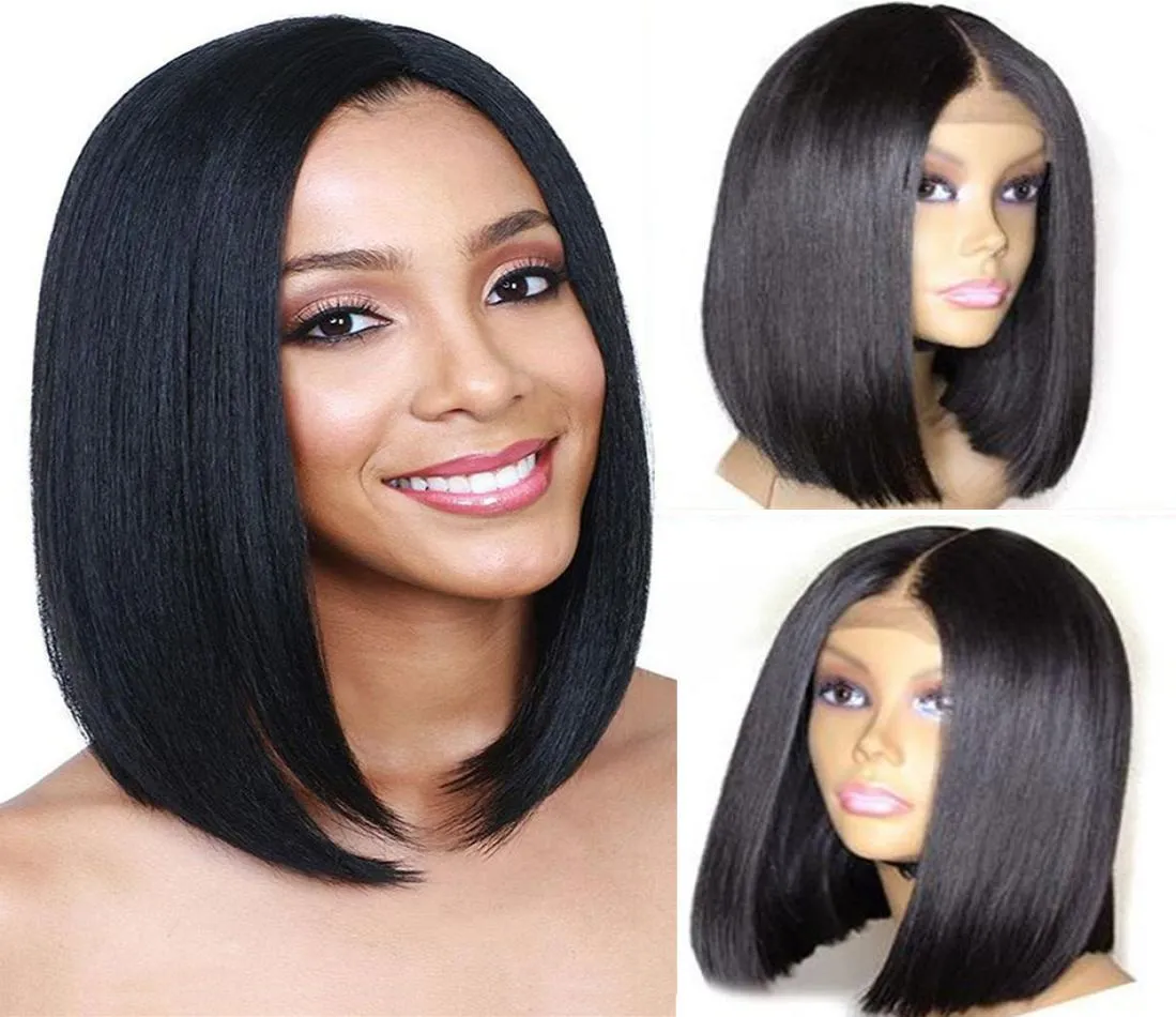 Wig Bob Bob de dentelle transparente indétectable perruques à cheveux humains courts perruques de cheveux humains invisibles 13x6 cheveux avant 150 REMY1806091