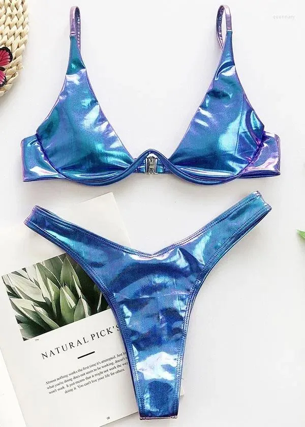 Dwuczęściowe odzież dla kobiet w bikini set refleksyjny stal wsparcie seksowne stal kąpielowy Specjalny materiał podzielony brazylijski kostium kąpielowy letni plaż