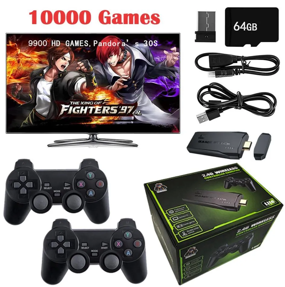 M8 Video Game Console 24G Double Wireless Controller Game Stick 4K HD TV 64G 32G Construindo 10000 jogos 3800 Retro Classic Games 3046038