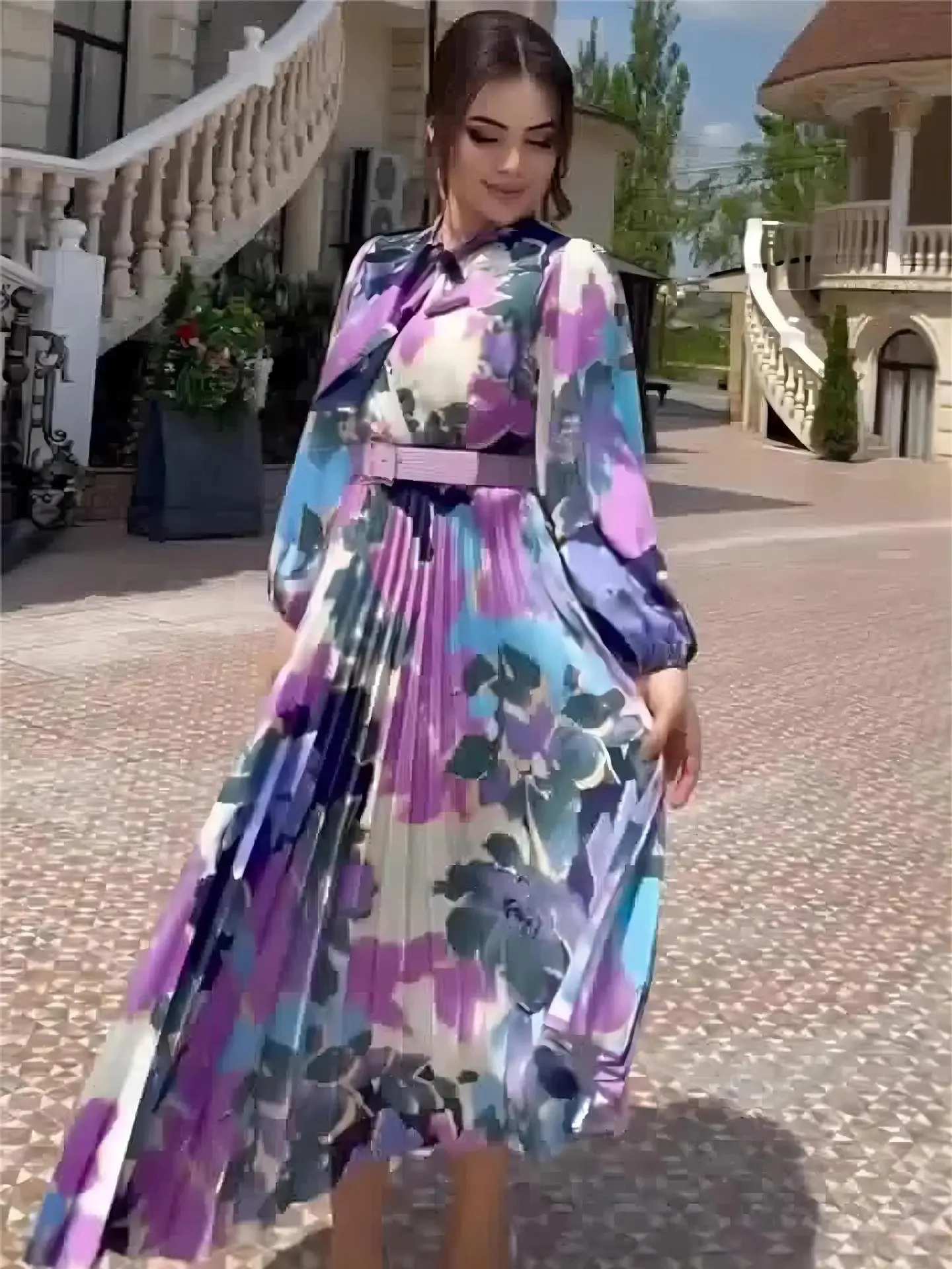 Frauen Kleider Dubai Türkei Mode Langes Dres Druck muslimischer Abaya Herbst und Winters Abendpartykleid Elegant Slim Abayas 240415