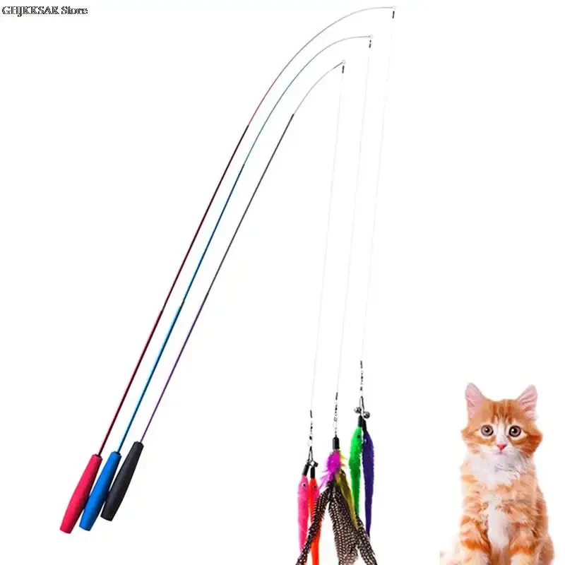 アクセサリーキャットティーザー杖柔軟な3人の伸縮式釣り竿猫おもちゃ面白いキャットスティックロッドキャッチャートイキャットエッセンシャルアーティファクト