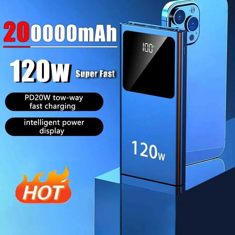 Power Power Banks 50000MAH POWER PACK 120W سعة كبيرة رقيقة محمولة شحن سريع شحن رقمي ذكي مناسبة لـ iPhone Samsung Huawei 240424