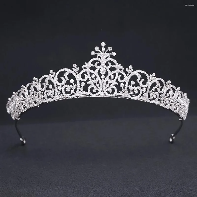 Clips de cheveux assez cubiques Zirconia Royal Tiara pour mariage cristal princesse diadèmes diadèmes fille de bal bijoux de tête de fête ch10395