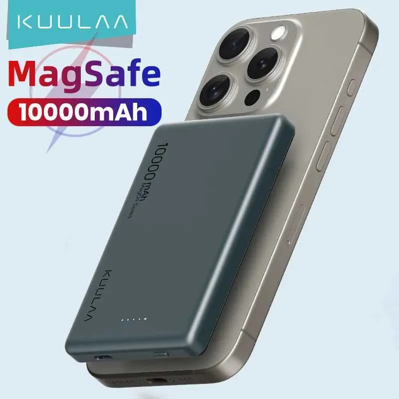 Banques de cellules Kuulaa Magsafe Power Bank 10000mAH 20W Charger de téléphone sans fil batterie externe Charge rapide adaptée à l'iPhone 15 14 Série Powerbank 240424