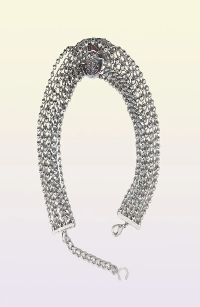 2022 Collar de colgante de encanto de alta calidad con seis capas Diseño de gargantillas en color platino platino recubierto para mujeres Boda Joyería Gift8515078