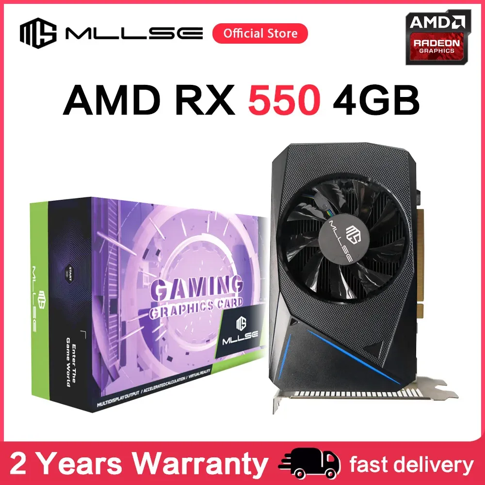 Besturing Mllse AMD Radeon RX 550 4GB Grafische kaart GDDR5 128Bit PCIE X16 HDMI DP DVI RX550 Placa de video Desktop gaming