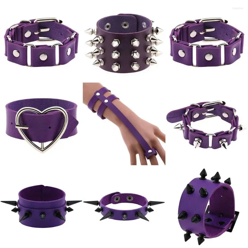 Bracelets à charme en cuir violet pour femmes