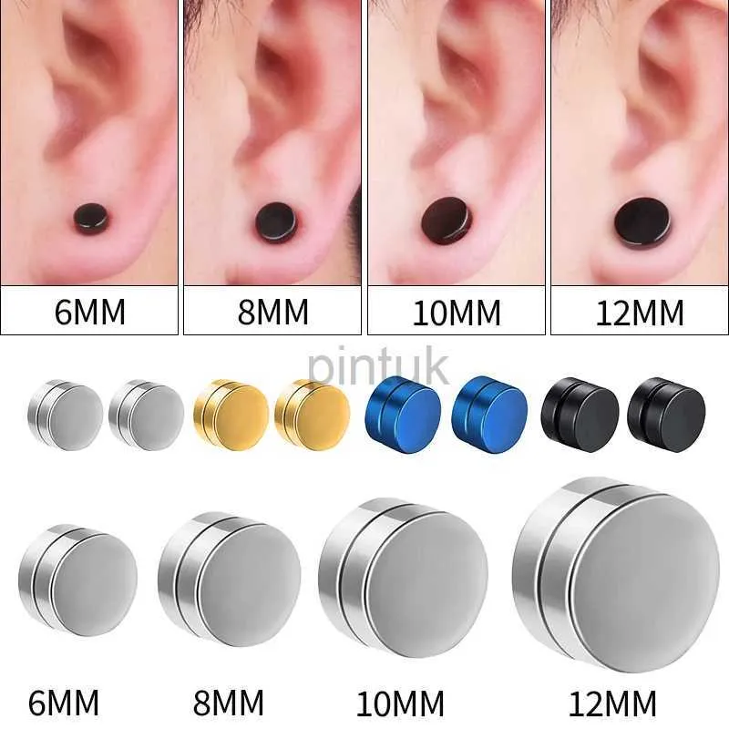 Stud 6mm/8mm/10mm/12mm Round Circle Non Piercing Strong Magnet Magnetic Mens Ear Clip Non Piercing Earrings Fake Earrings Jewelry d240426