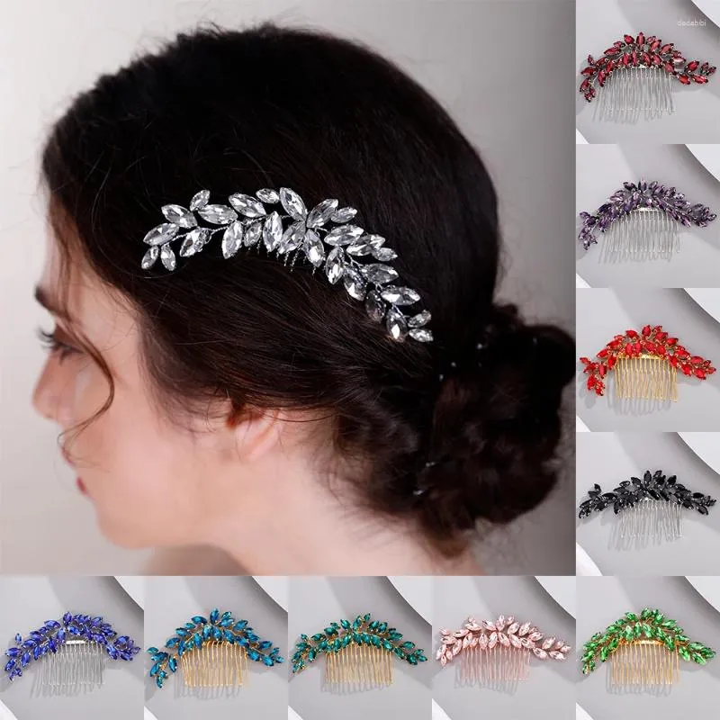 Headpieces Red Wedding Head Sieraden 12 Kleur Blauw Rhinestone Bridal Hair Accessoires Handmade Comb Women Christmas Tiara