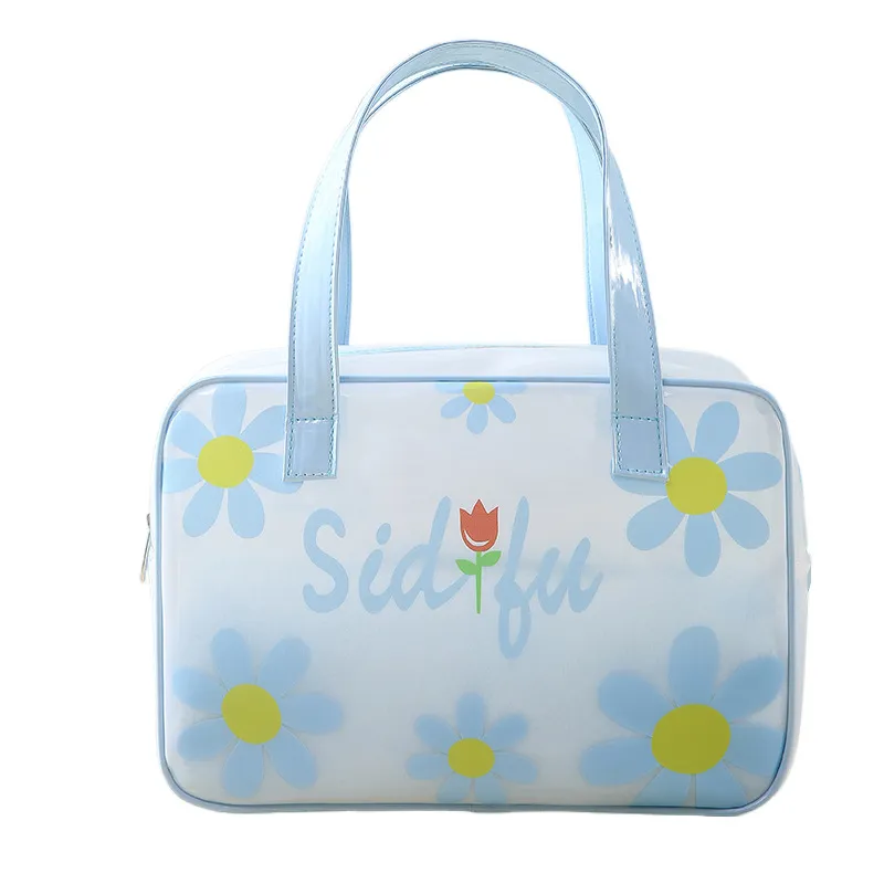 Sac de toilette en cosmétique translucide PVC Sac de rangement de grande capacité Sac de bain de baignade étanche Sac à main