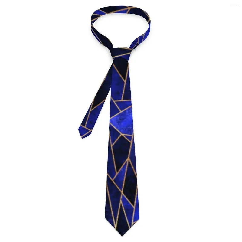 Bow Ties Mens Tie Blue Geometry Cou Ligne d'or Impression rétro Cold à mode