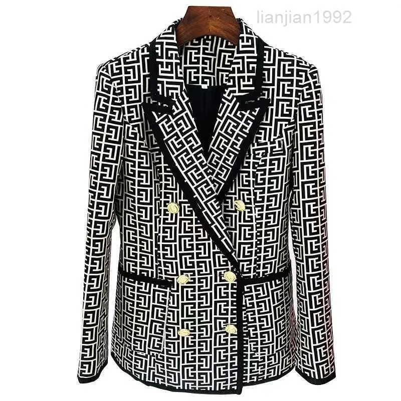 T050 Womens Suits Blazers Tide Brand Högkvalitativ retro modedesigner Presbyopic Maze Series Suit Jacket Lion Double-Breasted Slim Plus Size Womens Clothing
