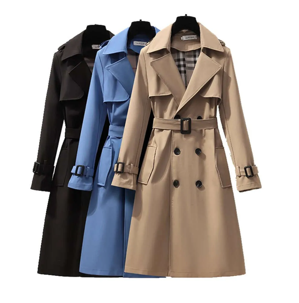 S-4XL Autumn Fashion Coat Elegant Belt Coat Women Loose Mid-Length Windbreaker Female Discal Long Designer Clothing 2545