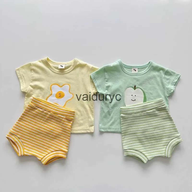 Kleidungssets Sommer Baby Kleidung Set Kleinkindmädchen T -Shirt und dünne Shorts Jungen Anzug für Kinder Kleidung Set H240506