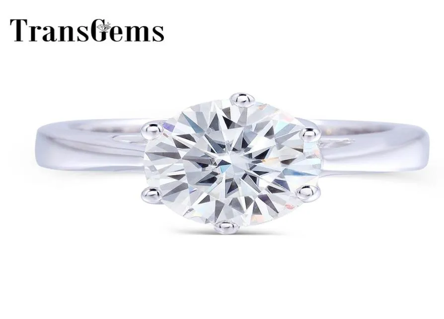 Transgems 2 carati ct 8mm fidanzamento nozze anello moissanite lab anello di diamanti coltivato per donne in 925 sterling in argento per donne Y4210954