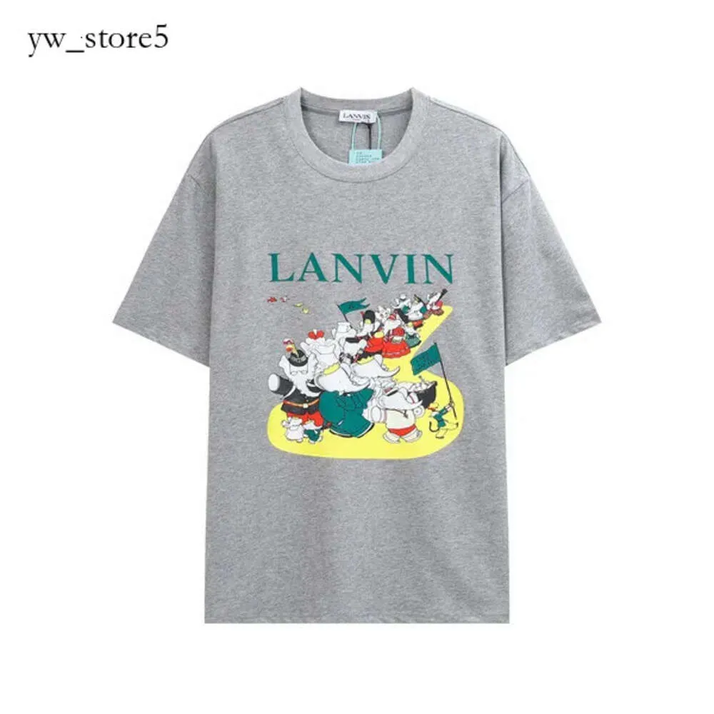 Lanvin Designer camiseta camisa lanvis camisa nova camisa masculina Langfan chengyi mesmo estilo manga curta letra bordada casual lanvins tee redond coletor 7294