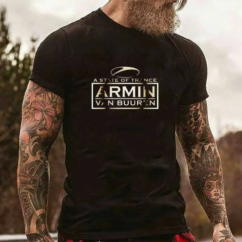 Мужские футболки Camiseta Masculina Casual de Hip Hop Популярный DJ E Strtwear de Hip Hop Moda Trance Tops Camiseta de fs de msica armin van buuren blah novidade t240425