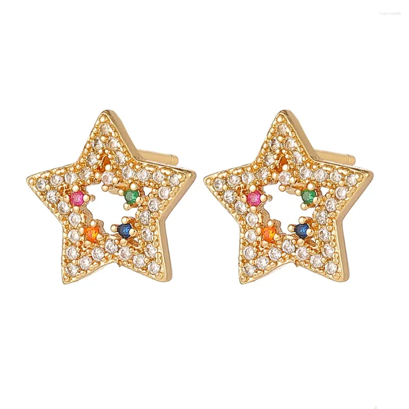 Boucles d'oreilles de goujon bijoux de bijoux pour femmes cuivre en cuivre zircon pentagram petit cadeau d'accessoires frais et mignon frais