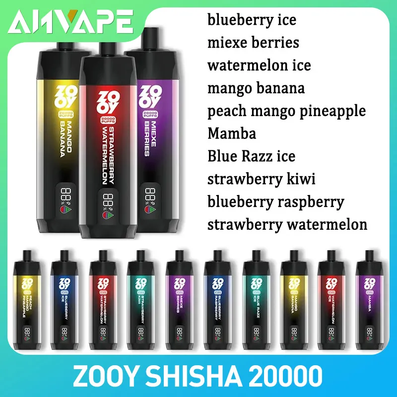 ZOOY VAPE SHISHA 20000パフVAPE 20000パフ使い捨てベイプペンプレフィルドベーパーデセチャブルタイプ-Cファクトリー卸売価格