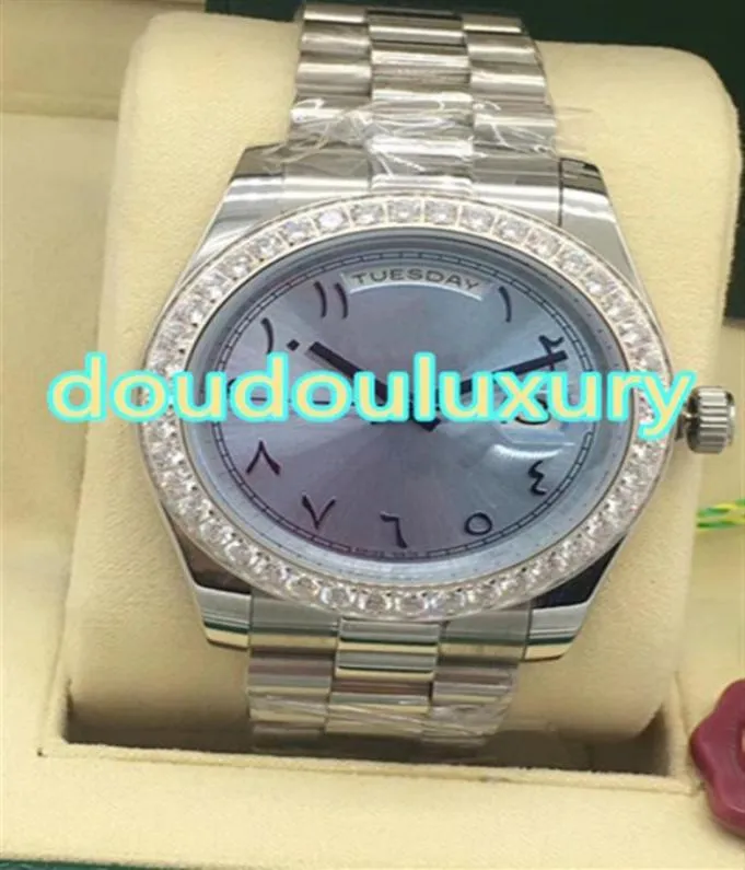 High quality men039s watch light blue dial Arabia number scale fashion diamond wristwatches fully automatic mechanical watch2515508356