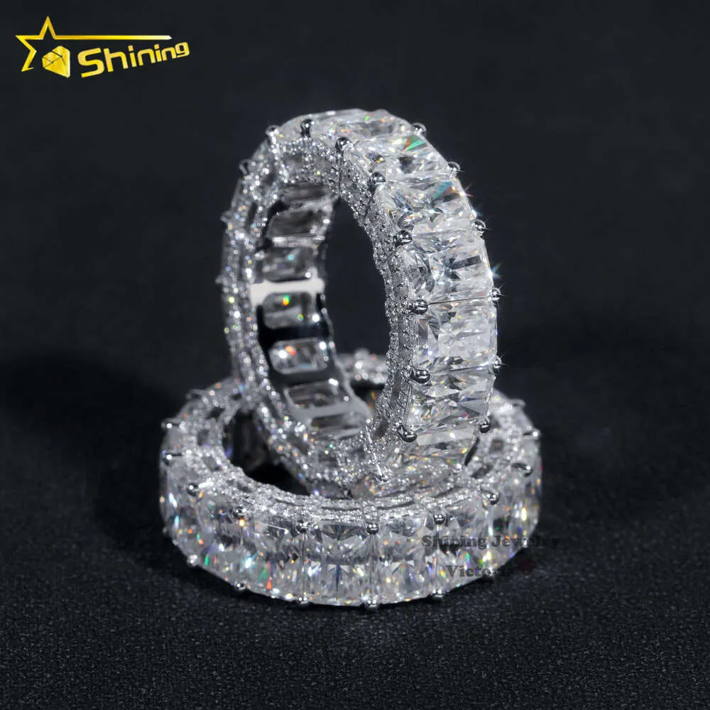 10K 14K 18K Gerçek Altın Yüzük Aly Bandı Full Sonsuzluk Laboratuvarı Grown VVS Moissanite Diamond 925 Mücevher Nişan Sonsuzluk Band Ring