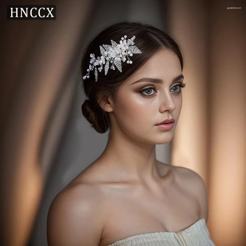 Coiffes hnccx mariée à la main à la main de cheveux perles peigne brillante cristaux couvre-coiffure de luxe de luxe