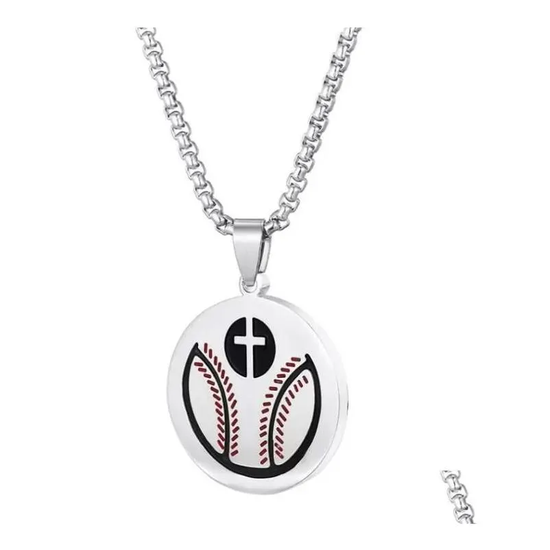 Colliers pendants Round Cross Charms Baseball Bat Collier Gol