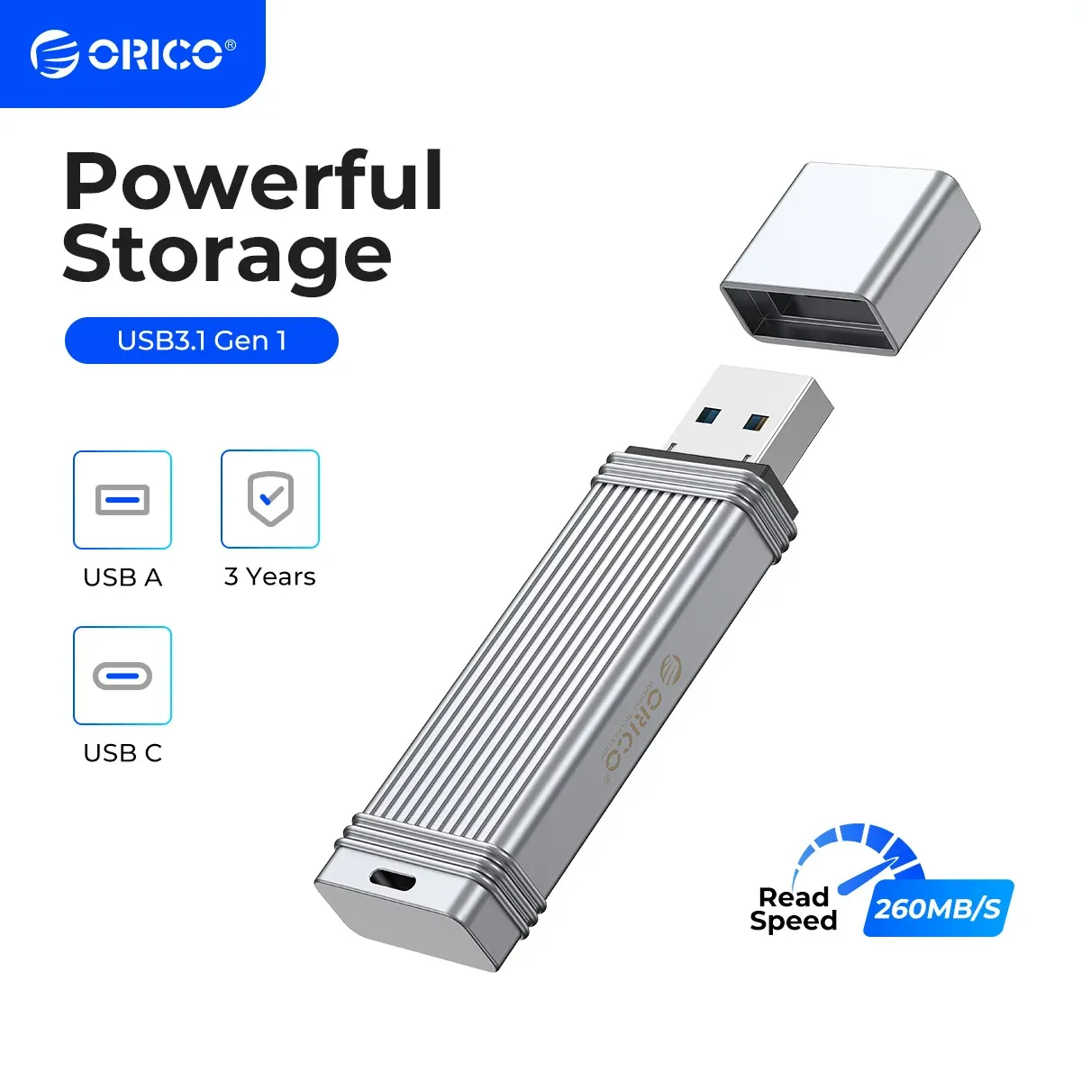 Drives ORICO USB 3.2 Dysk długopisowy 260 MB/S Dysk flash USB 256 GB 128 GB 64 GB 32 GB Pendrive TypeC USB3.2 Dysk flash dla Android Micro/PC