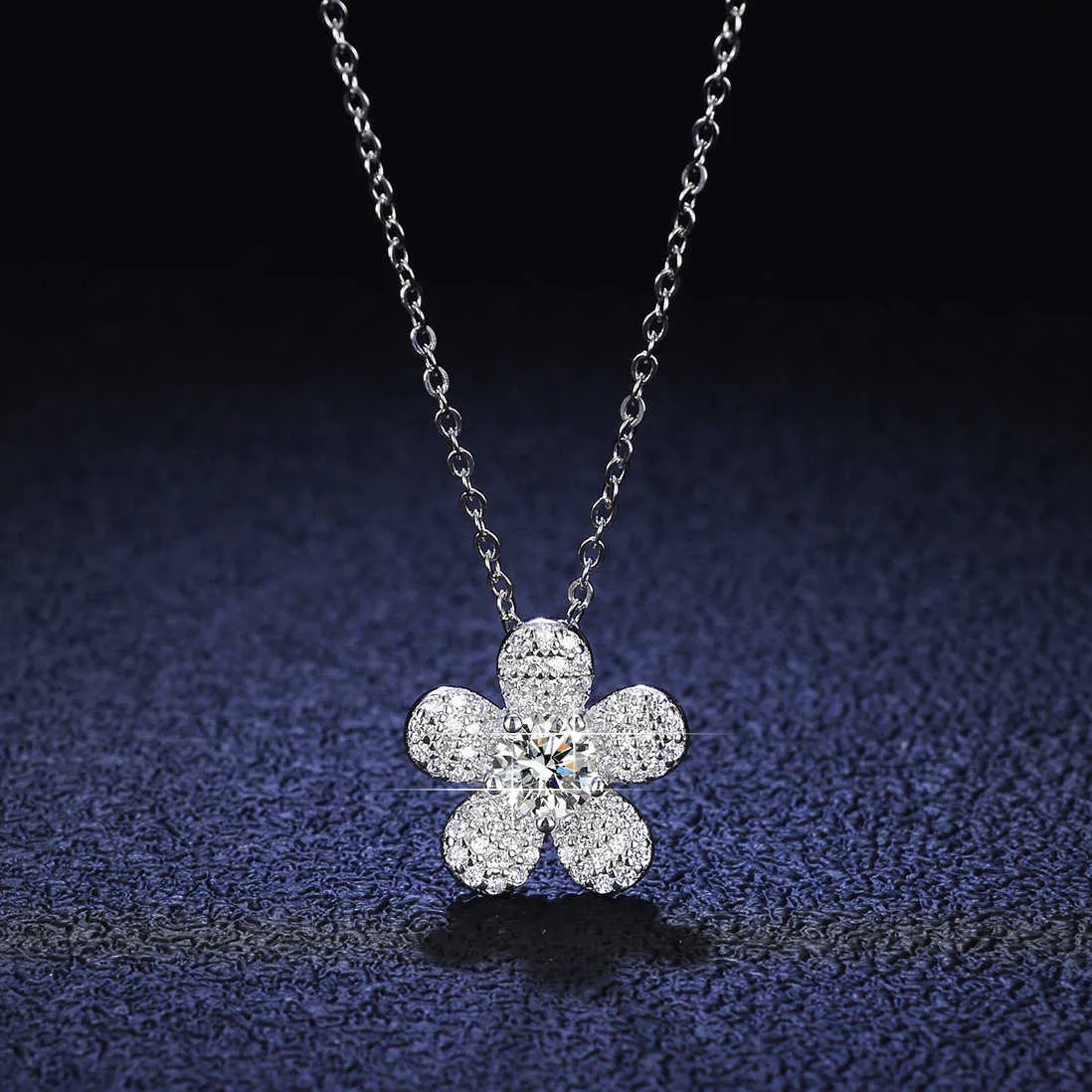 Sterling Sier 925 Pendant 1 Collier de diamant Moislant Fashion Camellia Sier Sier Pendant Collar Chain