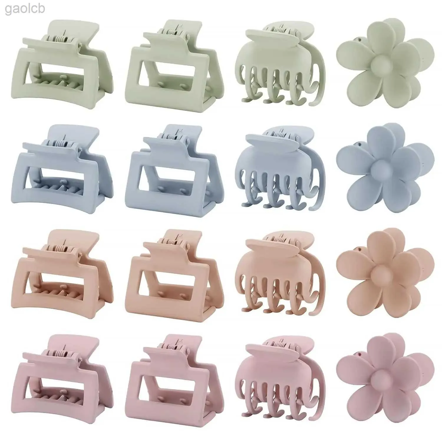 Hair Clips Barrettes 16 PCS Small Claw Clips for Thin Medium Thick Hair 4 Shapes Small Hair Clips Cute Flower Claw Clips for Women Girls Mini Hair 240426