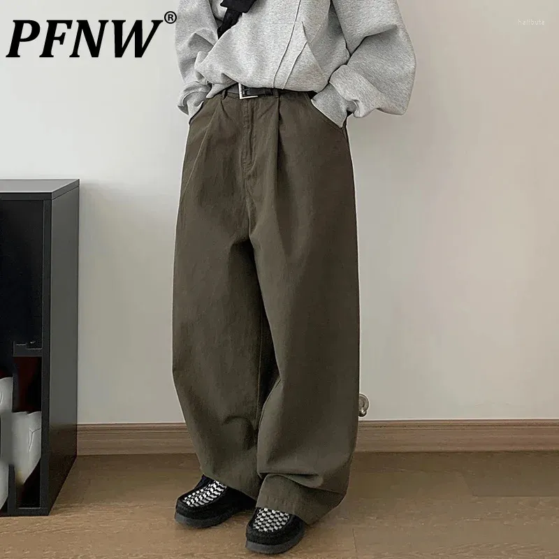 Pantalon masculin pfnw cargo vintage lâche droite large jambe safari mode tendance zipper design pantalon masculin 28w3165