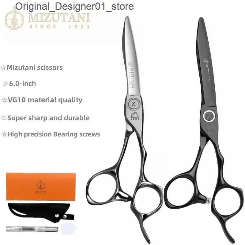 Hair Scissors Mizutani 6.0-inch Barber VG10 Material High Quality Barber Tool Barber Shop Special Flat Bottom Straight Hair Q240426 Q240426